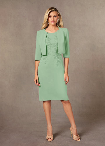 Azazie Ryne Robe Mère de la Mariée & du Marié Robe Fourreau en Dentelle Vert Sauge image1