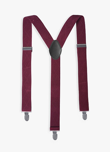 front Plaid Three-Clip Suspenders
