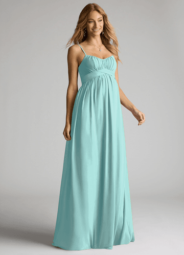 Azazie Llana Maternity Bridesmaid Dresses A-Line Chiffon Floor-Length Dress image1