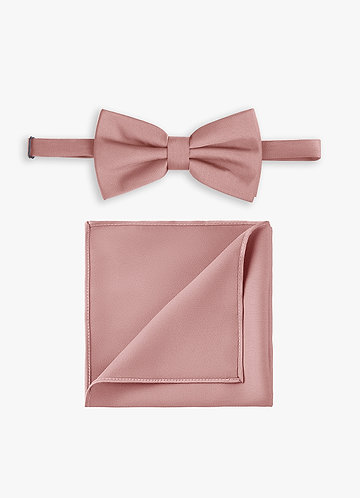 front Conjunto de pajarita y pañuelo de bolsillo de satén elástico