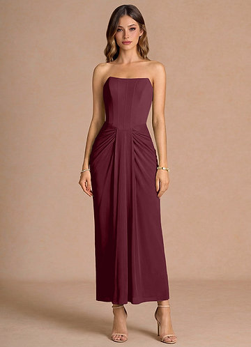 burgundy formal dress australia Burgundy Sequin Lace-Up Back Long Prom Dress with Slit Burgundy / 2 main image 1