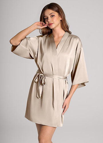 front Champagne Classic Satin Robe