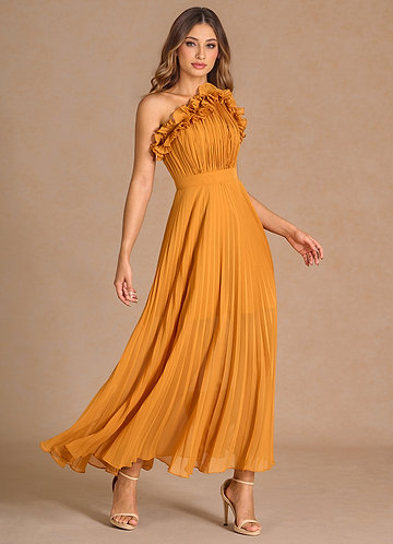Selma Amber Pleated Maxi Dress image1