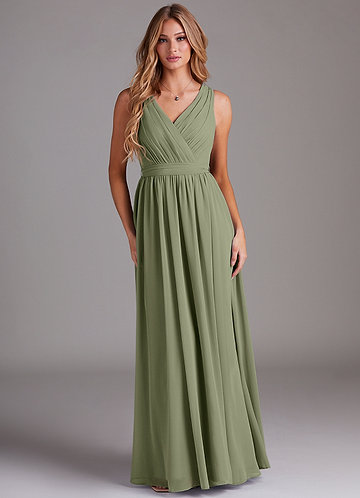 Azazie Kingsley Bridesmaid Dresses Pistachio A-Line Lace Chiffon Dress image1