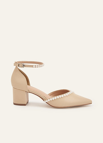 front Pointed Toe Mid Heel Pumps Closed Toe Wedding Shoes
