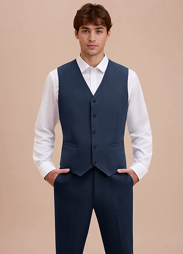 front Ethan Dark Navy Refined Weave Suit Vest