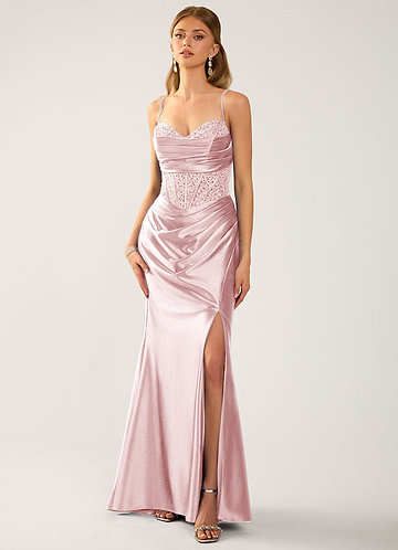 Marenmarka Rosa Abito da ballo in raso con corsetto ricamato e perline image1