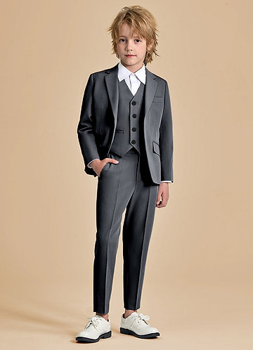 front Oliver Boys Charcoal 3-Piece Suit