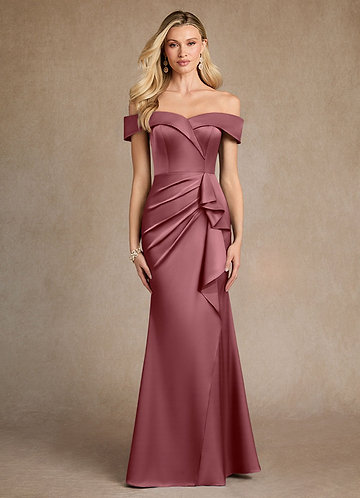 Azazie Laredo Vestidos de Madre de la Novia Vestido de Rosa Del Desierto de Satén Elástico de Sirena con Vestidos sin tirantes image1