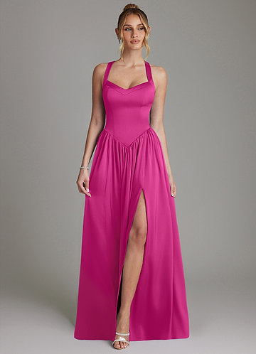 Azazie Francis Brautjungfernkleider A-Linie Korsett Stretch-Satin Kleid Fuchsia image1