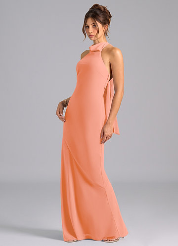 Azazie Velli Bridesmaid Dresses Sunset Mermaid High Neck Chiffon Dress image1