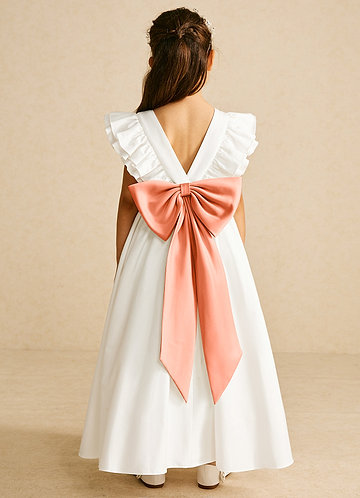 Azazie Aero Flower Girl Dresses Ivory Sunset A-Line Pleated Cotton Dress image1