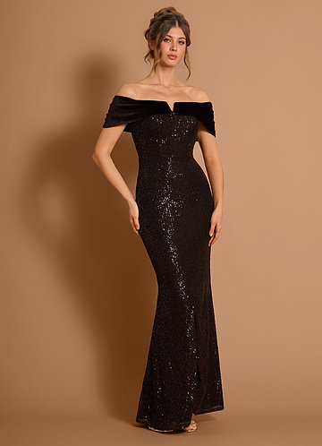 Rowena Black Maxi Dress front