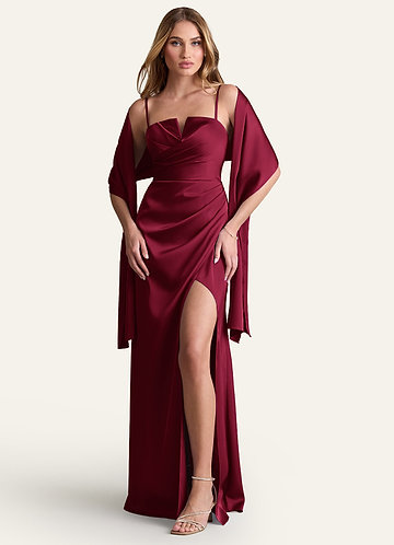 front Azazie Matching Color Ireland Stretch Satin Shawl