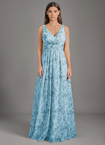 azazie blue floral bridesmaid dress Christmas Girls Children Costume Princess Party Porn Dress Kids Brides