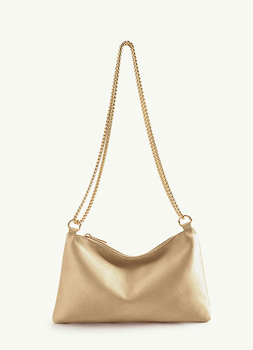 front Matching Color Metallic Satin Adjustable Shoulder Bag