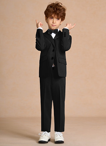 front Oliver Black Boys 5-Piece Suit With Bow Tie
