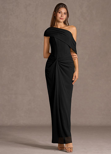 knee length dresses for ladies Desdemona Hooded Long Sleeve Maxi Dress in Black main image 1