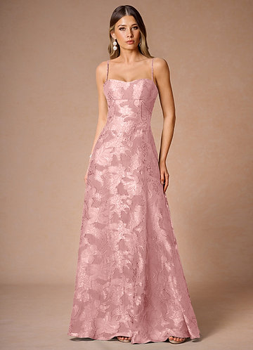 chinese dress ladies Pink Silk Satin Bias Dress With Black Lace Bodice Detail – Rodarte main image 1
