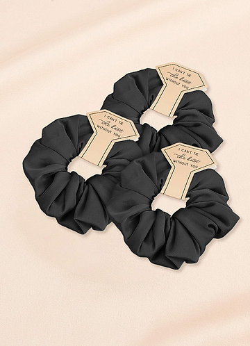 front Matching Color Three-Piece Bridesmaid Stretch Satin Over Size Scrunchie Set