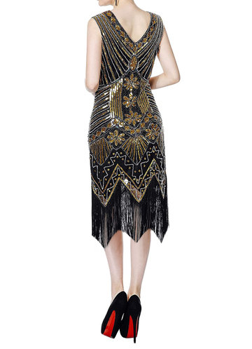 back_Blush Mark 1920s V Neck Gatsby Theme Roaring 20s Sequin Midi Dress