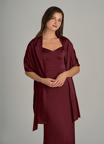 front Azazie Matching Color Ireland Stretch Satin Shawl