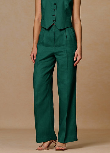 front Belicia Smaragd Hose aus 100 % Leinen