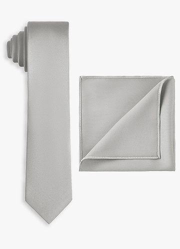 front 스트레치 새틴 스키니 타이와 포켓 스퀘어 세트