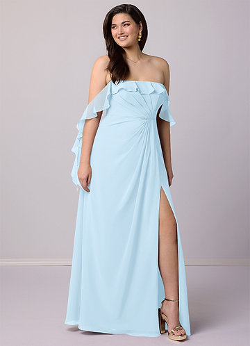 Barbie ♥ Azazie Bridesmaid Dresses A-Line Off the Shoulder Chiffon Floor-Length Dress image1