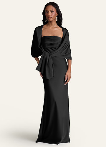 green emerald velvet dress Andrea & Leo A1174 Strapless with Shawl Formal Gown