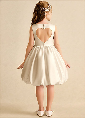 Azazie Nirvana Robes de Fillette d'Honneur Robe Princesse en Mat Satiné Rayé Champagne image1