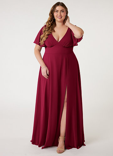 burgundy dress azazie Kimber Chiffon Bridesmaid Dresses the Shaude dress is