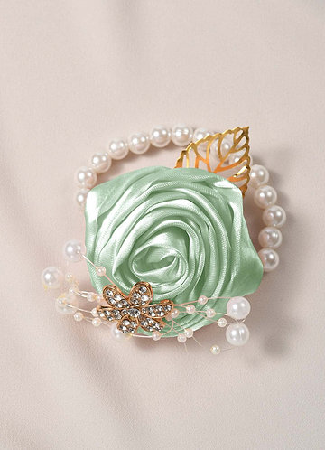 front Corsage de poignet de demoiselle d'honneur de couleur assortie avec bracelet de perles