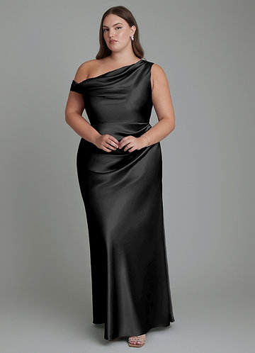 plus size bridesmaid dresses one shoulder Burgundy bridesmaid Women Black Formal Wedding Chic Women's Fashion modern lines Size:J8