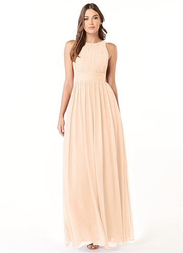 azazie pearl pink dress Azazie Ball-Gown Scoop Neck Tea-Length Matte Satin Flower Girl Dresses