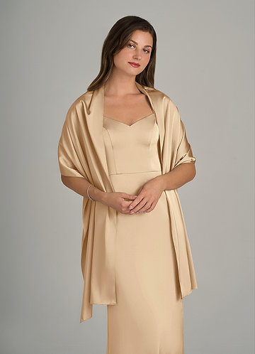 front Azazie Matching Color Ireland Stretch Satin Shawl 0