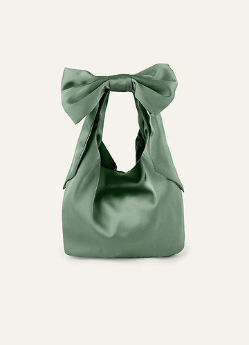 front Matching Color Stretch Satin Bow Handbag