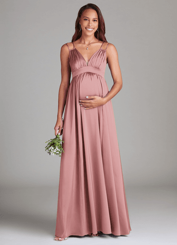 Azazie A-Line/Princess Sweetheart Floor-Length Chiffon Maternity Bridesmaid Dresses - Dusty Rose