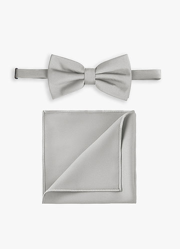 front Conjunto de pajarita y pañuelo de bolsillo de satén elástico