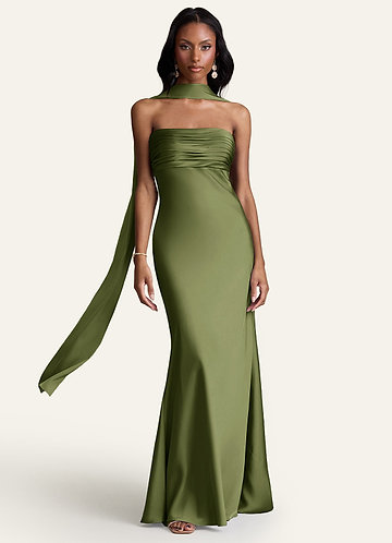 front Azazie Yhteensopivan värinen joustava satiinihuivi