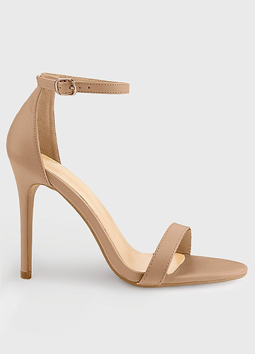 front Faux Leather Single Strap Stiletto Heels