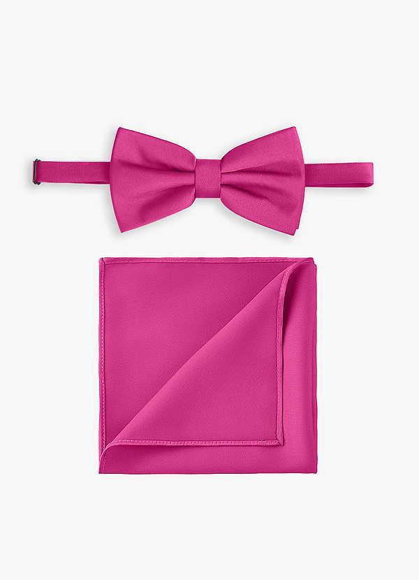 front Stretch Satin Bow Tie and Pocket Square Set