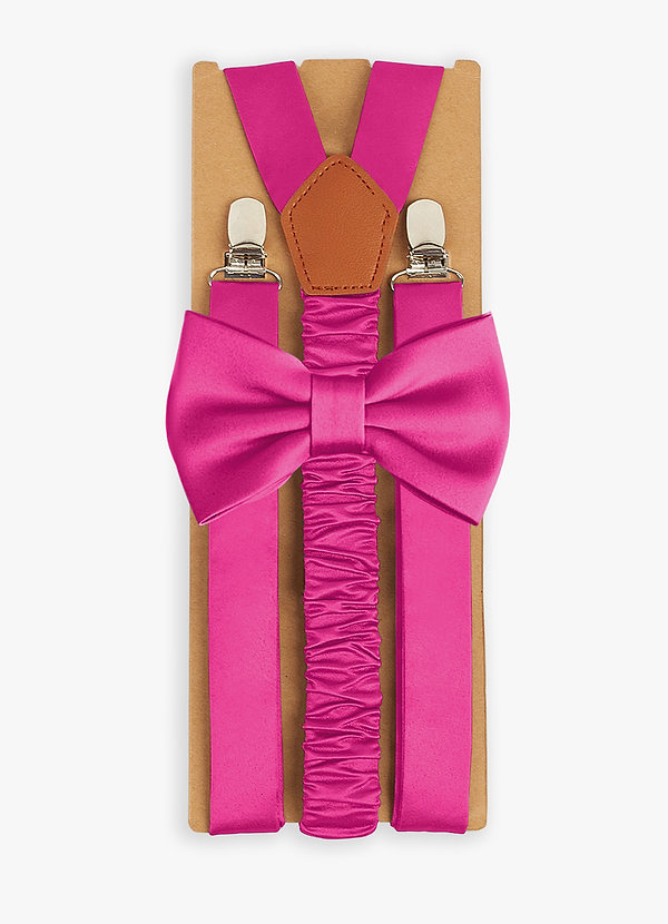 front Matching Matte Satin Bow Tie & Suspenders Set