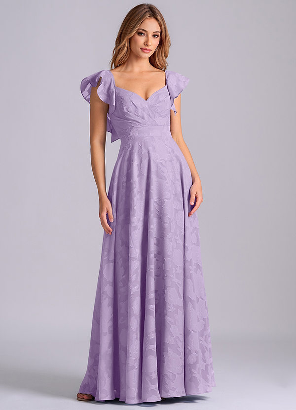 Azazie Leilani Robes Demoiselle d'honneur Robe Trapèze en Blumen-Burnout Encolure en Forme de Cœur Lilas image1