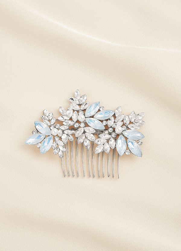 front Crystal Pearl Floral Comb