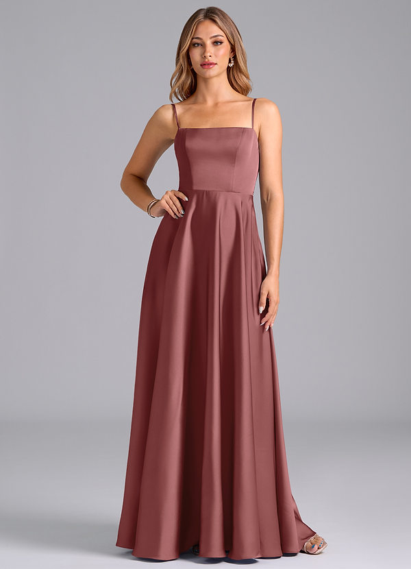 Azazie Elita Brautjungfernkleider A-Linie Plissee Stretch-Satin Kleid Amethyst image1