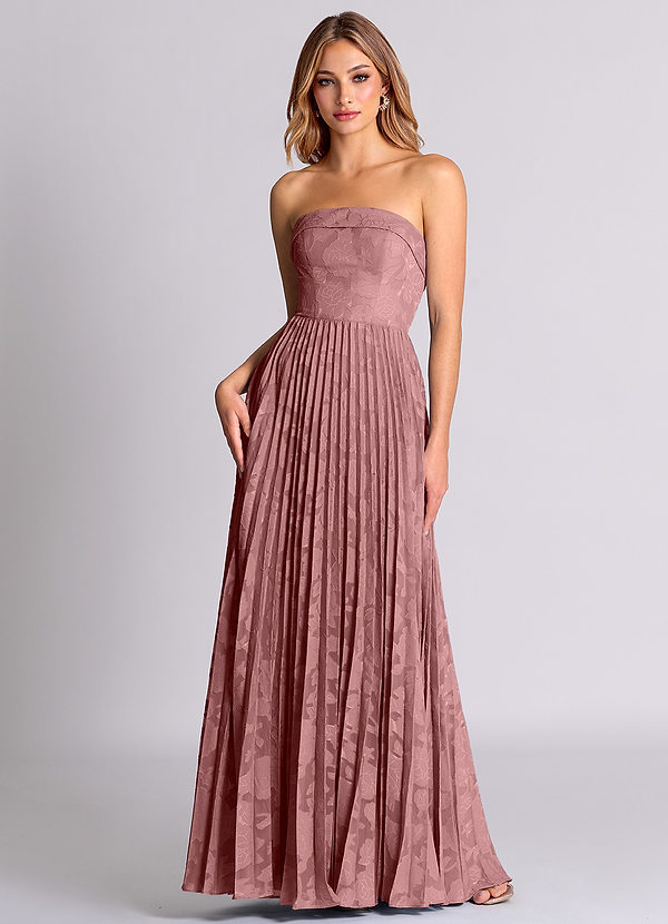 Azazie Mariana Bridesmaid Dresses Dusty Rose A-Line Strapless Floral Burnout Convertible Dress image1