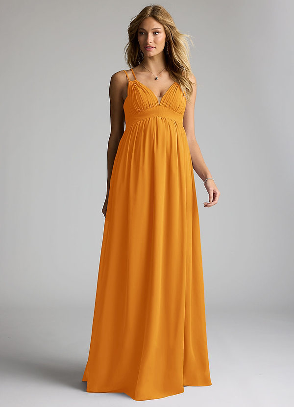 Azazie Emree Robe demoiselle d'honneur enceinte Robe Trapèze Longueur ras du sol Mousseline de soie image1