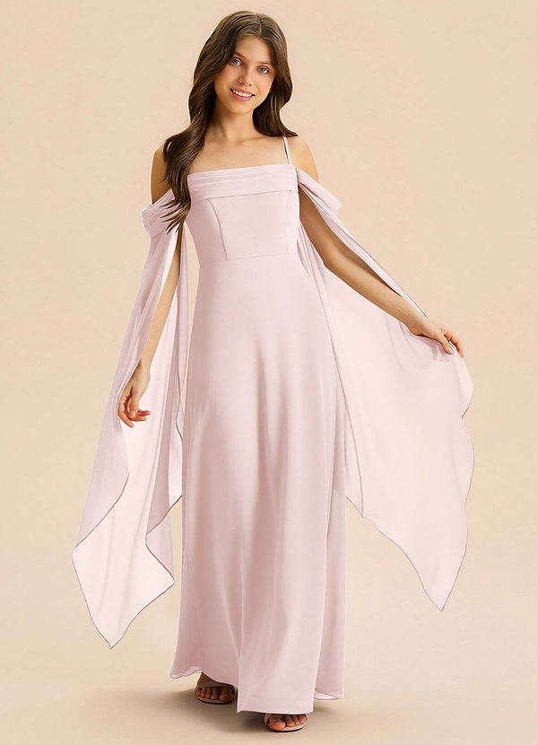 Azazie Moana Junior Linia A Pofałdowany Szyfon Długość podłogi Młodsza druhna Sukienka image1