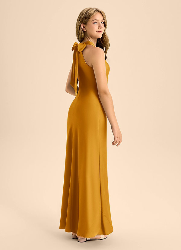 Azazie Doretta Junior Vestido de Caramelo de Satén Elástico de Corte En A con Plisado image1
